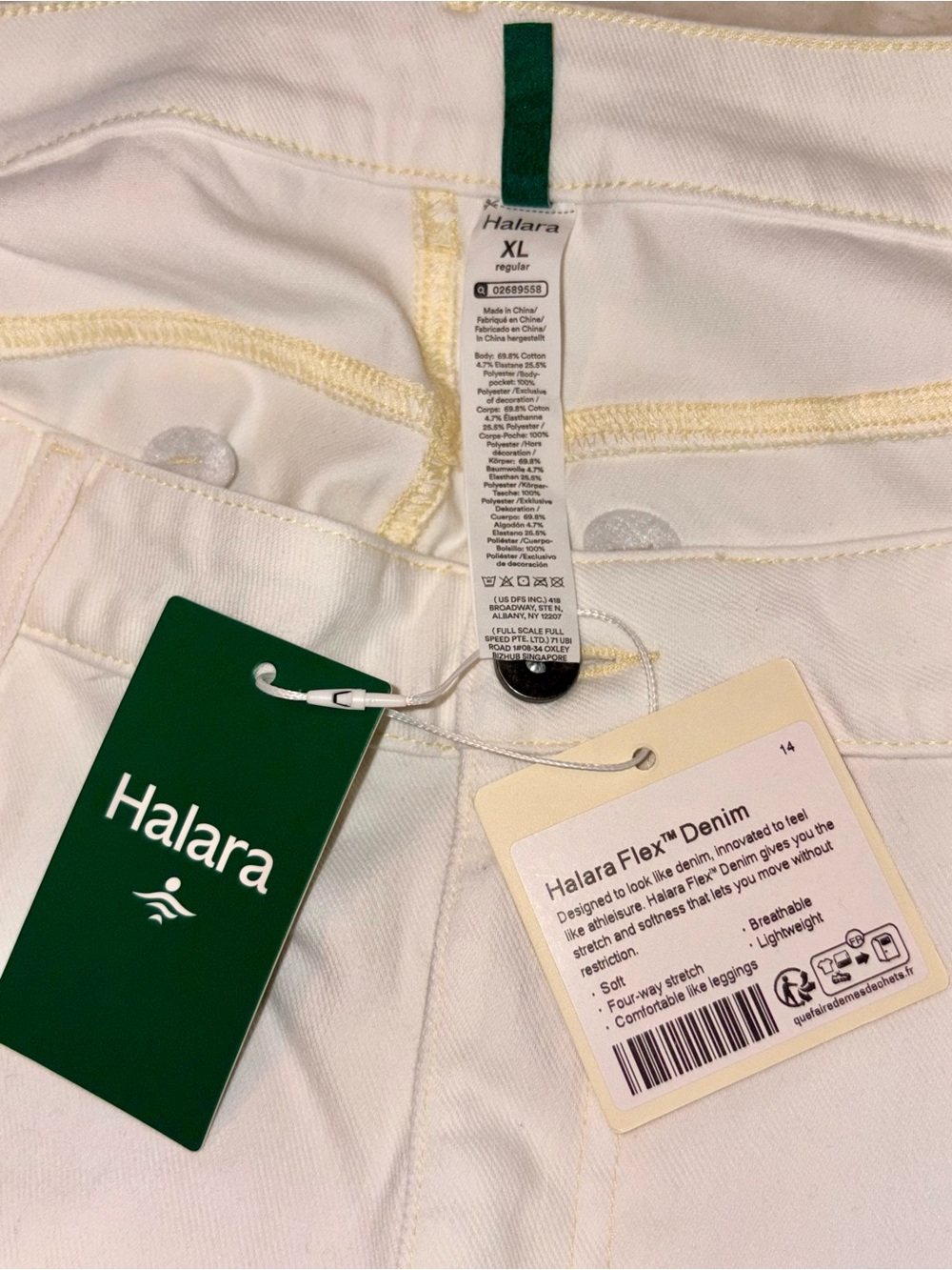 HALARA White Stretch Denim pants with Branded Tags - Picture 3 of 6